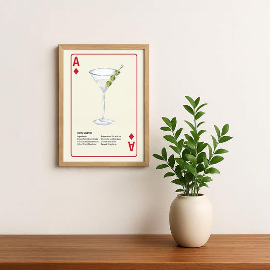 Shuffle Club Dirty Martini Cocktail Poster – Ace of Diamonds, 8.5×11, Unframed