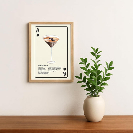 Shuffle Club Co Espresso Martini 8x10 Cocktail Poster Series (Ace of Spades, 8x10, Unframed)