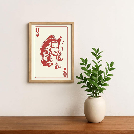 Cowgirl Queens Western Poster – Queen of Hearts, 8.5×11, Unframed
