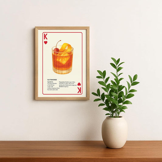 Shuffle Club Old Fashioned Cocktail Poster – King of Hearts, 8.5×11, Unframed