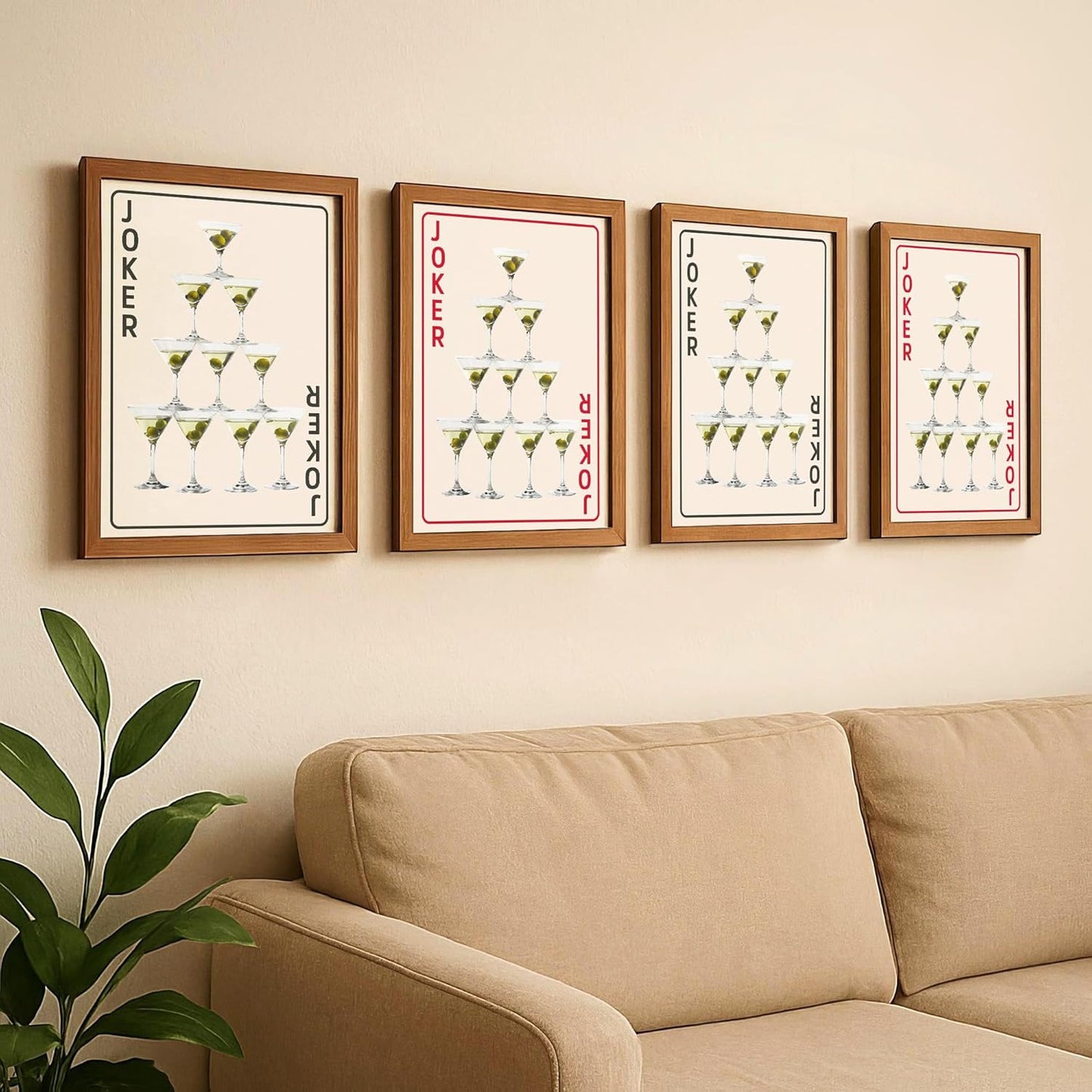 Shuffle Club Co. Joker Martini Tower Black – 8x10 Cocktail Poster | Watercolor-Style Bar Wall Art, Vintage Playing Card Design, Made in Nashville USA (Black, 8x10, Unframed)