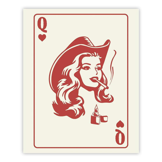 Cowgirl Queens Western Poster – Queen of Hearts, 8.5×11, Unframed