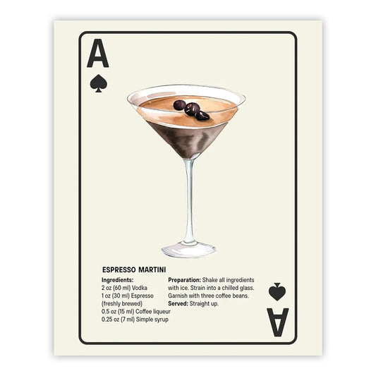 Shuffle Club Espresso Martini Cocktail Poster – Ace of Spades, 8.5×11, Unframed