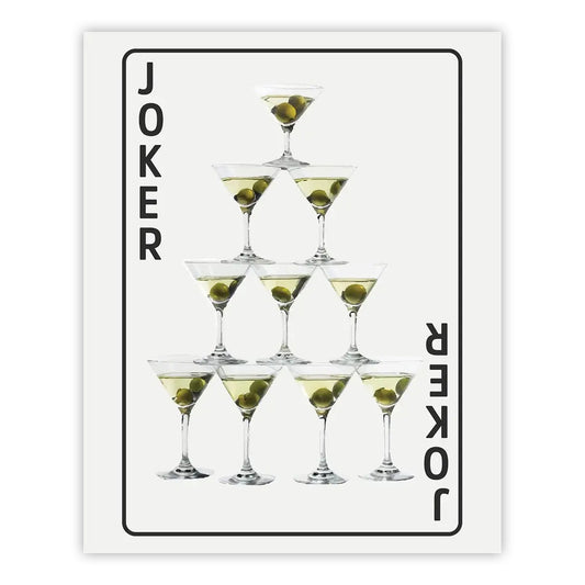 Shuffle Club Joker Martini Tower Poster – Black, 8.5×11, Unframed