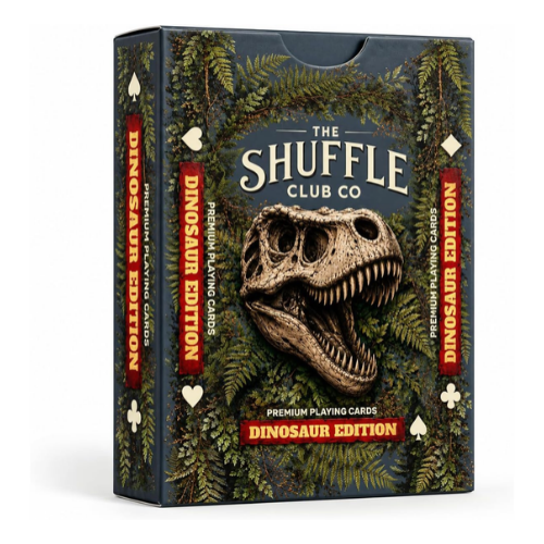 Shuffle Club Co. Dinosaur Edition Premium Playing Cards – Prehistoric Themed Card Deck – Dinosaur Playing Cards for Game Nights, Family Games, Kids, Collectors & Gifts (Pack of 1)