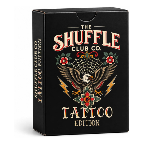 Shuffle Club Co. Tattoo Edition Premium Playing Cards – 54 Custom Poker Size Cards with Premium Finish – Tattoo-Inspired Card Deck for Poker Nights, Game Nights, Gifts & Collectors (Pack of 1)