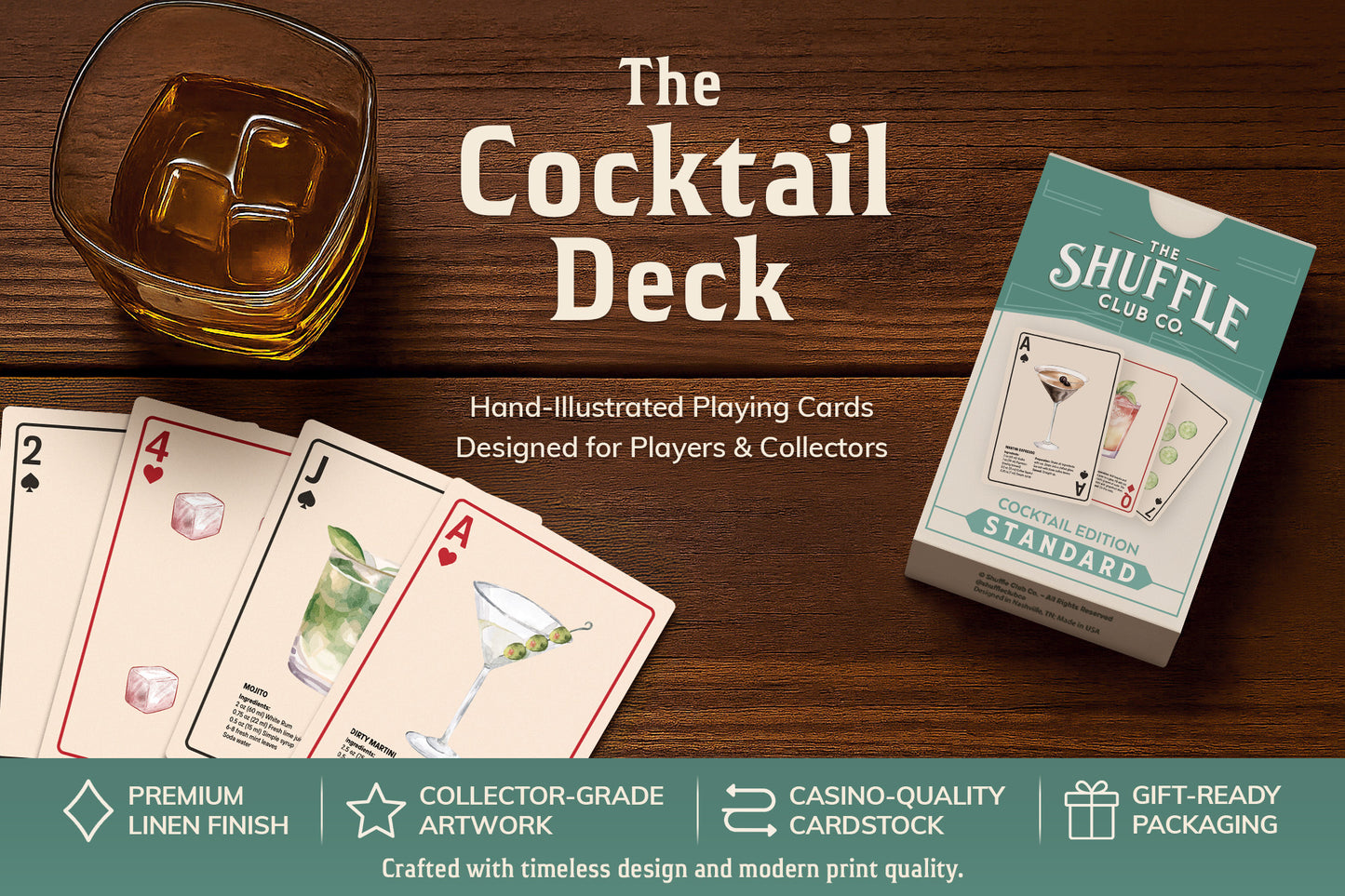 Cocktail Playing Cards – Classic Drinks, Bold Design