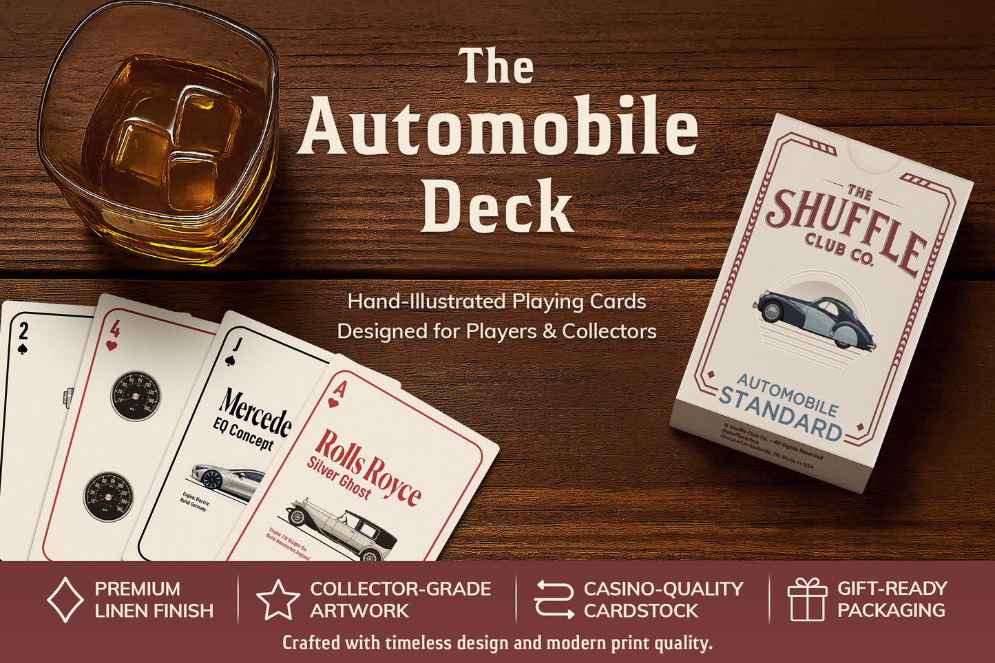 Auto Playing Cards – Classic Cars Deck with Retro Automotive Illustrations & Premium Stock