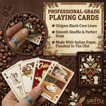 Coffee Playing Cards – Illustrated Café & Espresso Card Deck | Poker Size Playing Cards for Coffee Lovers | Unique Gift for Baristas, Caffeine Addicts