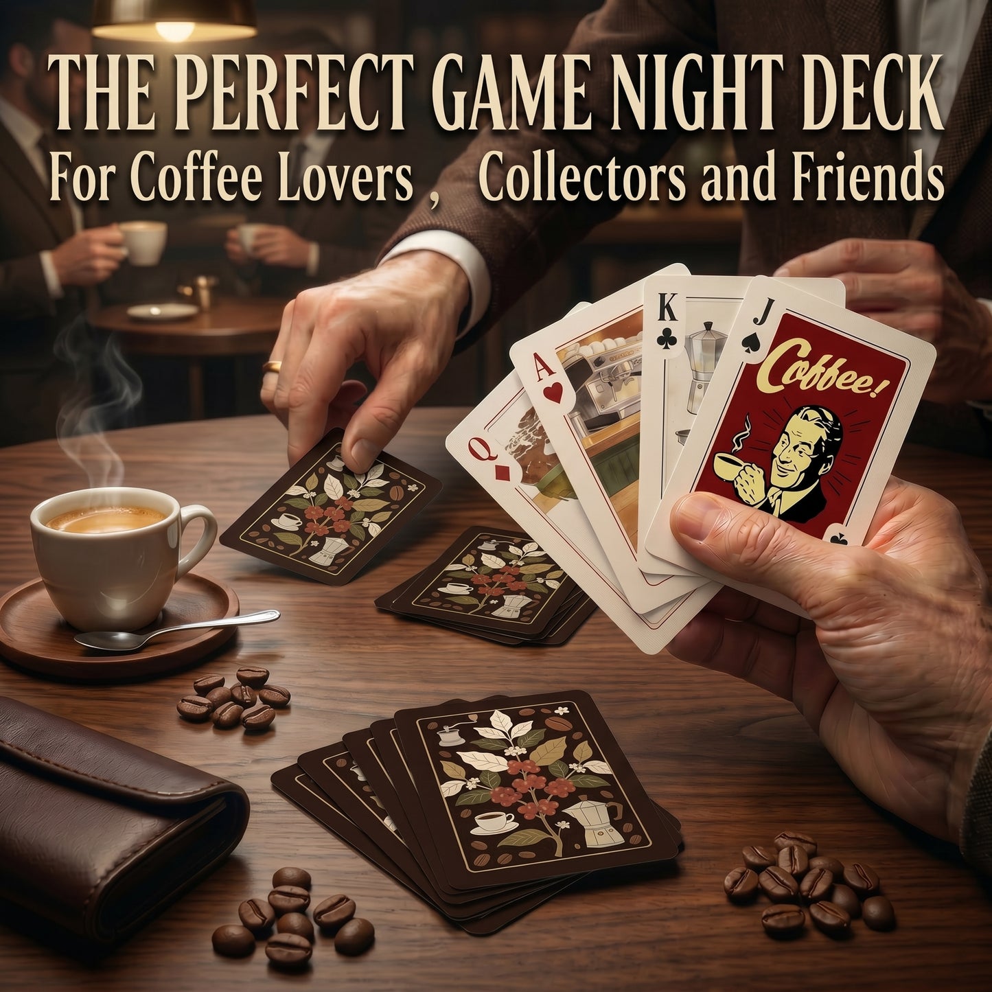 Coffee Playing Cards – Illustrated Café & Espresso Card Deck | Poker Size Playing Cards for Coffee Lovers | Unique Gift for Baristas, Caffeine Addicts