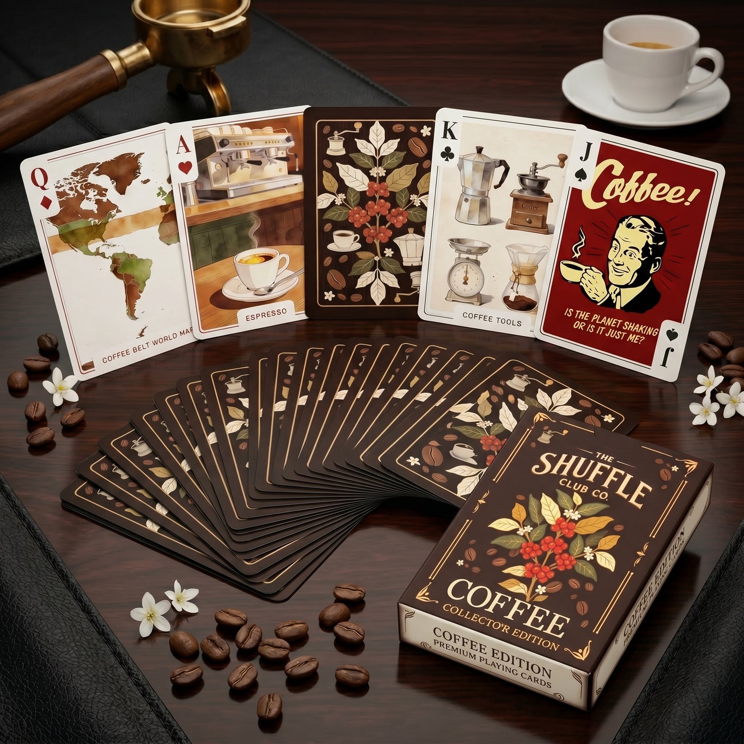 Coffee Playing Cards – Illustrated Café & Espresso Card Deck | Poker Size Playing Cards for Coffee Lovers | Unique Gift for Baristas, Caffeine Addicts