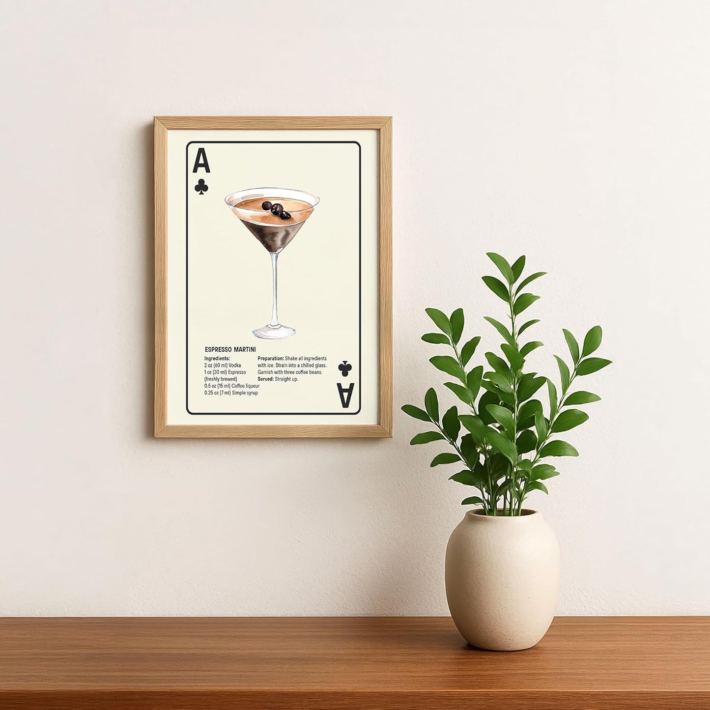 Shuffle Club Co. Espresso Martini Ace of Clubs – unframed 8x10 Cocktail Poster | Vintage Bar Wall Art, Coffee Drink Print, Made in Nashville USA