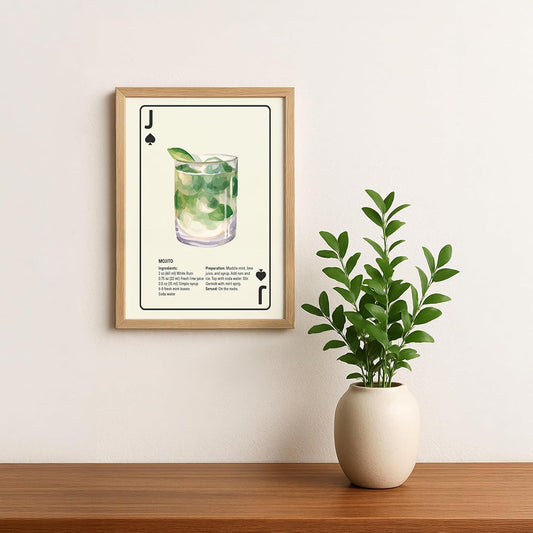 Shuffle Club Co. Mojito Series – 8x10 Cocktail Poster | Watercolor-Style Bar Wall Art, Vintage Playing Card Design, Made in Nashville USA. (Jack of Spades, 8x10, Unframed)