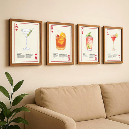 Shuffle Club Co. Old Fashioned Series –  8x10 Cocktail Poster | Vintage Playing Card Wall Art, Rustic Americana Decor, Made in Nashville USA (King of Heart, 8x10, Unframed)