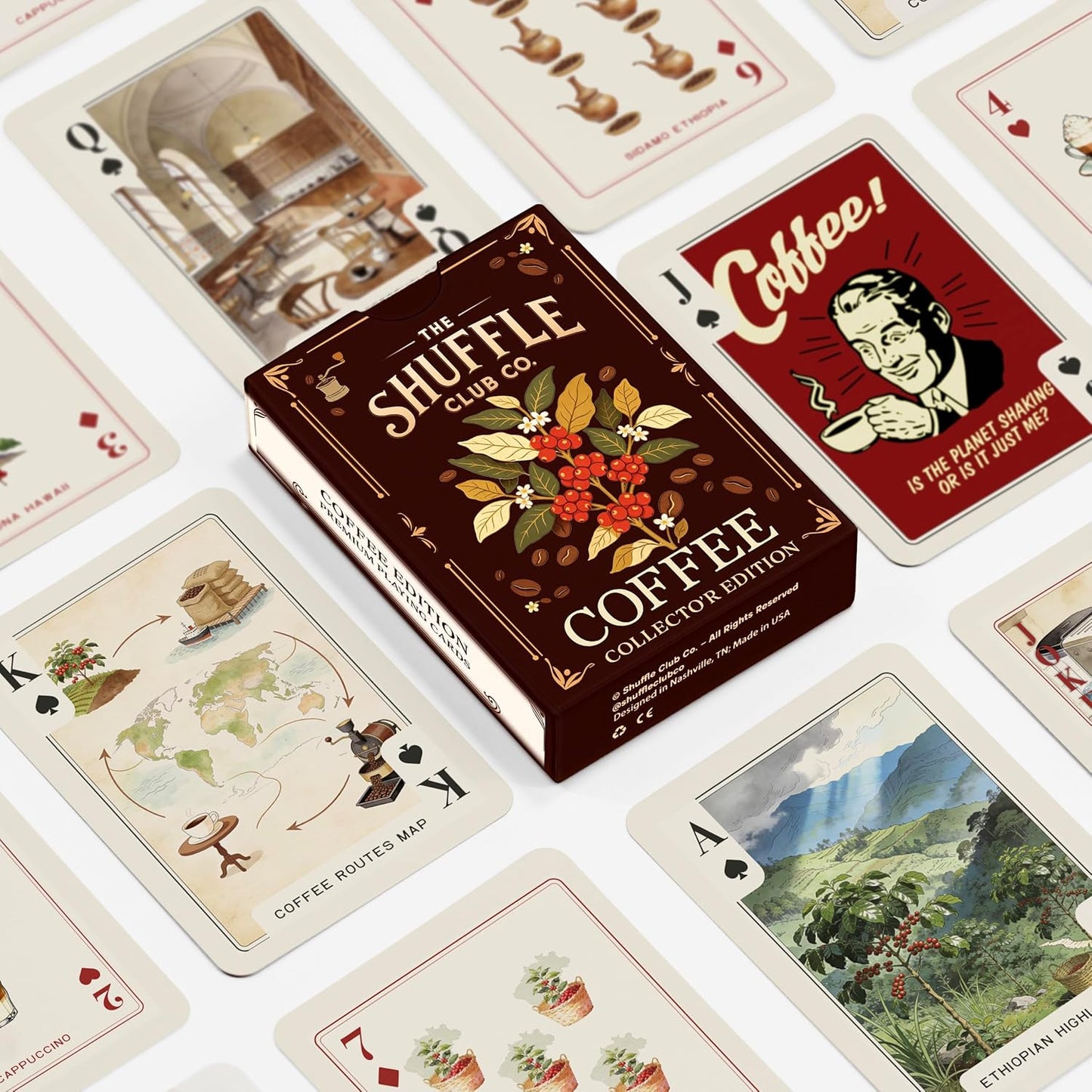 Coffee Playing Cards – Illustrated Café & Espresso Card Deck | Poker Size Playing Cards for Coffee Lovers | Unique Gift for Baristas, Caffeine Addicts