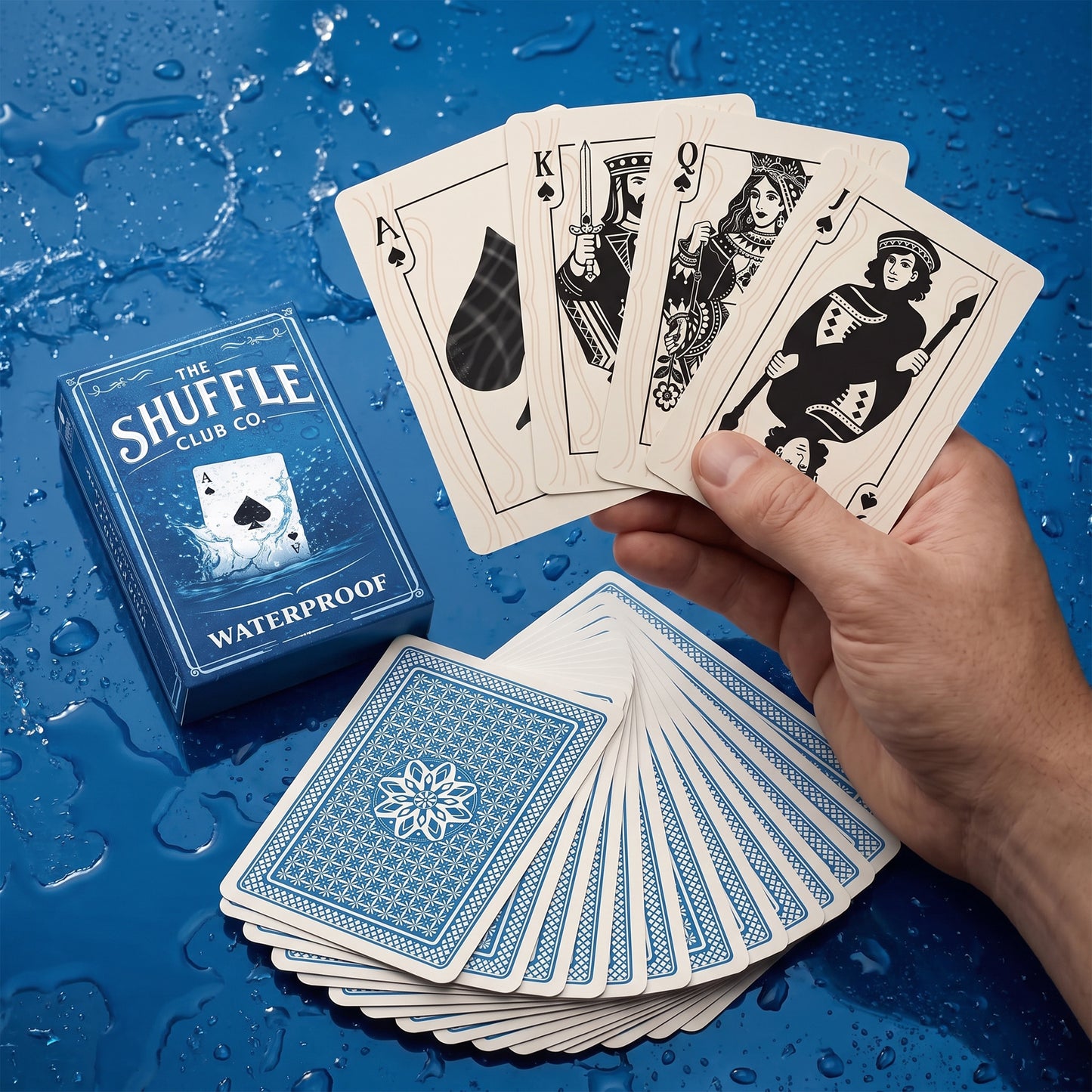 Shuffle Club Co Waterproof Playing Cards – 100% Plastic Poker Deck for Pool, Beach & Boat | Durable Washable Deck for Camping & Travel