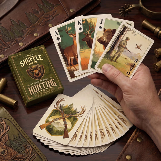 Shuffle Club Co Hunting Playing Cards – Big Game & Waterfowl Illustrated Deck | Poker Size Cards for Hunters & Outdoorsmen