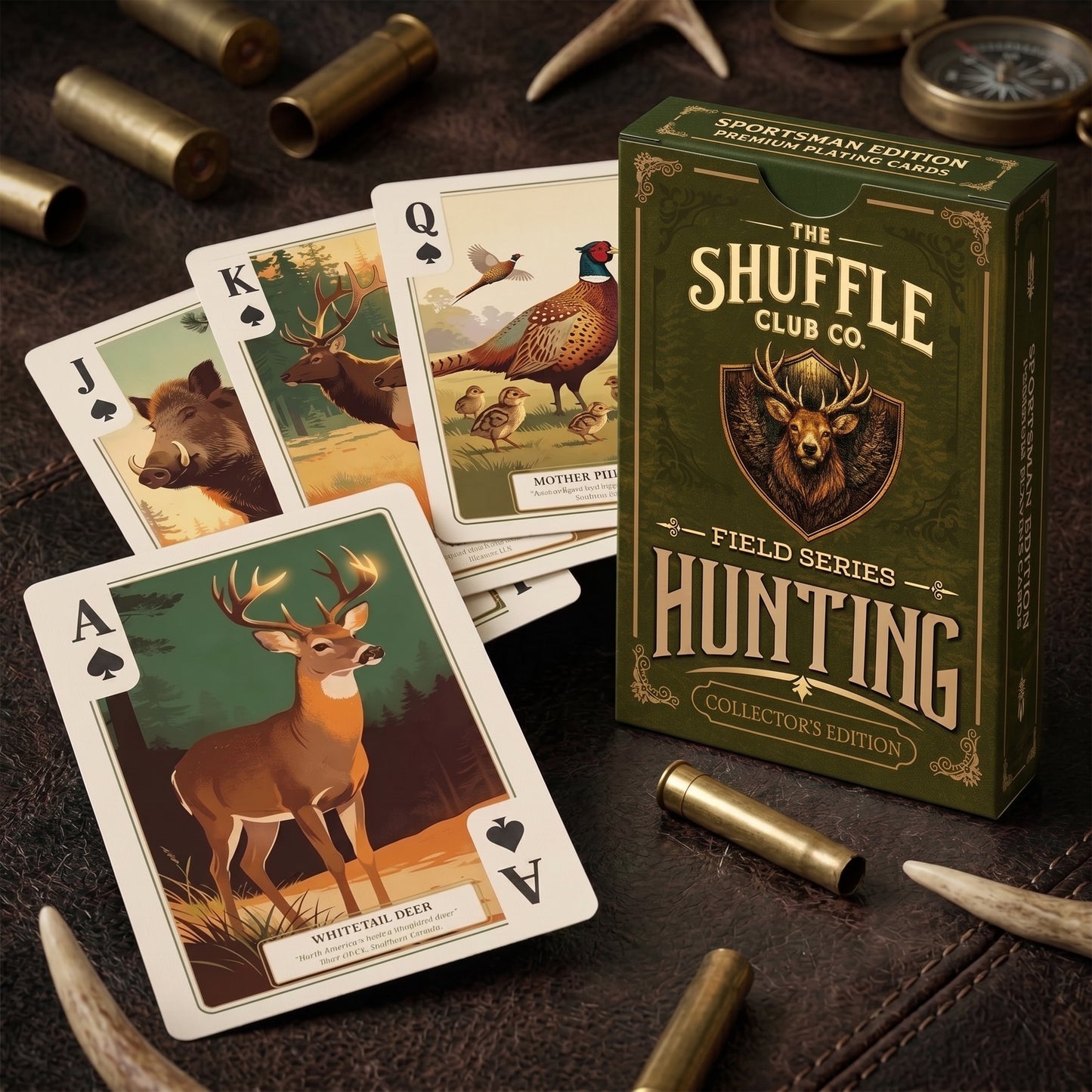 Shuffle Club Co Hunting Playing Cards – Big Game & Waterfowl Illustrated Deck | Poker Size Cards for Hunters & Outdoorsmen
