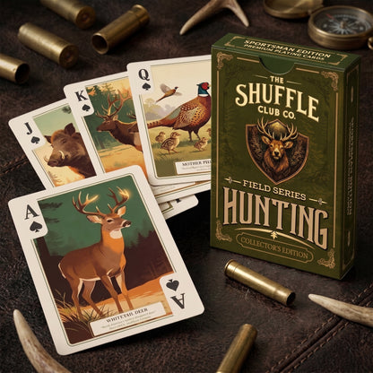 Shuffle Club Co Hunting Playing Cards – Big Game & Waterfowl Illustrated Deck | Poker Size Cards for Hunters & Outdoorsmen