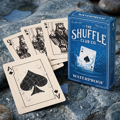 Shuffle Club Co Waterproof Playing Cards – 100% Plastic Poker Deck for Pool, Beach & Boat | Durable Washable Deck for Camping & Travel