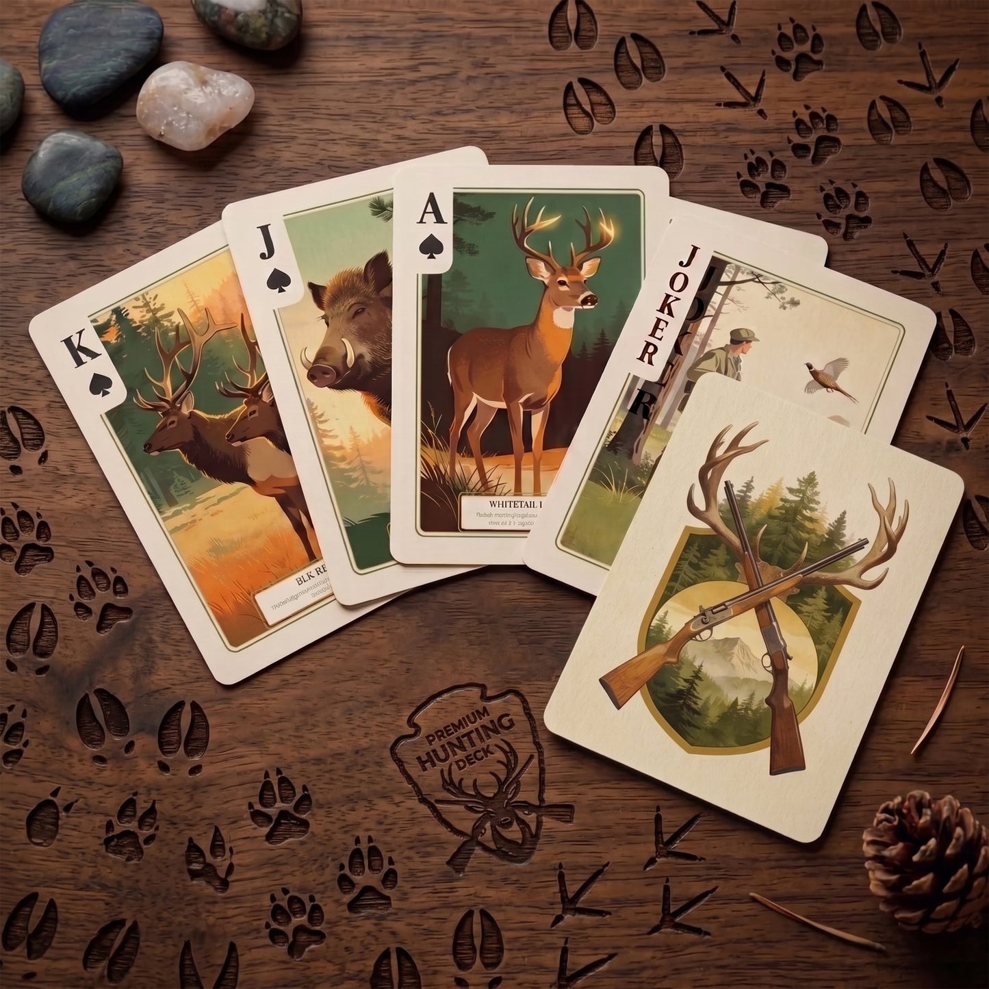 Shuffle Club Co Hunting Playing Cards – Big Game & Waterfowl Illustrated Deck | Poker Size Cards for Hunters & Outdoorsmen