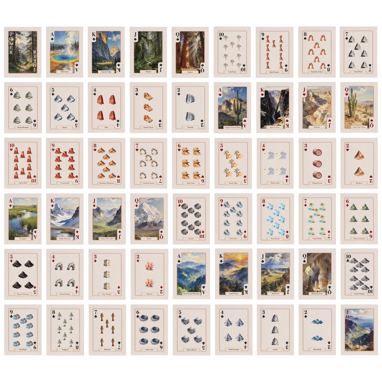 Shuffle Club Co National Parks Playing Cards – Illustrated America's Parks Deck | Poker Size Cards for Hikers, Campers & Nature Lovers