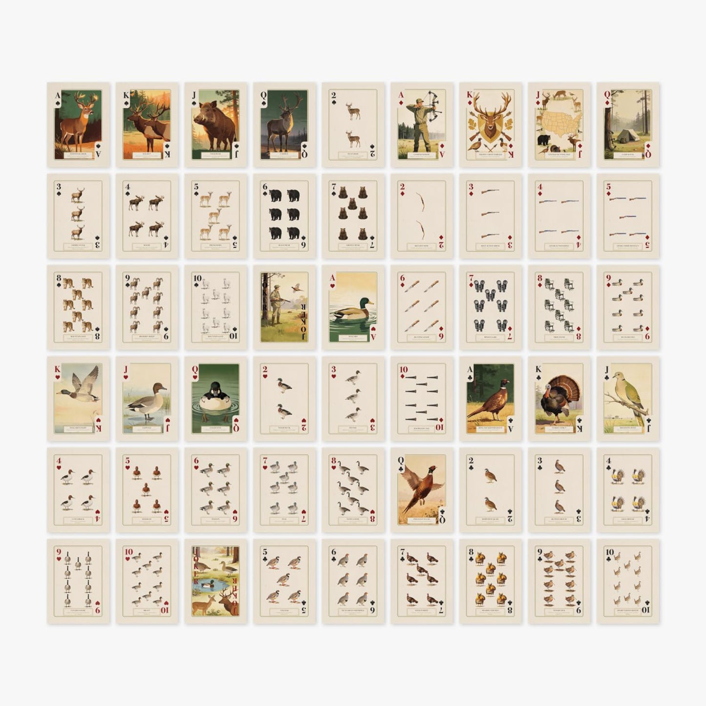 Shuffle Club Co Hunting Playing Cards – Big Game & Waterfowl Illustrated Deck | Poker Size Cards for Hunters & Outdoorsmen