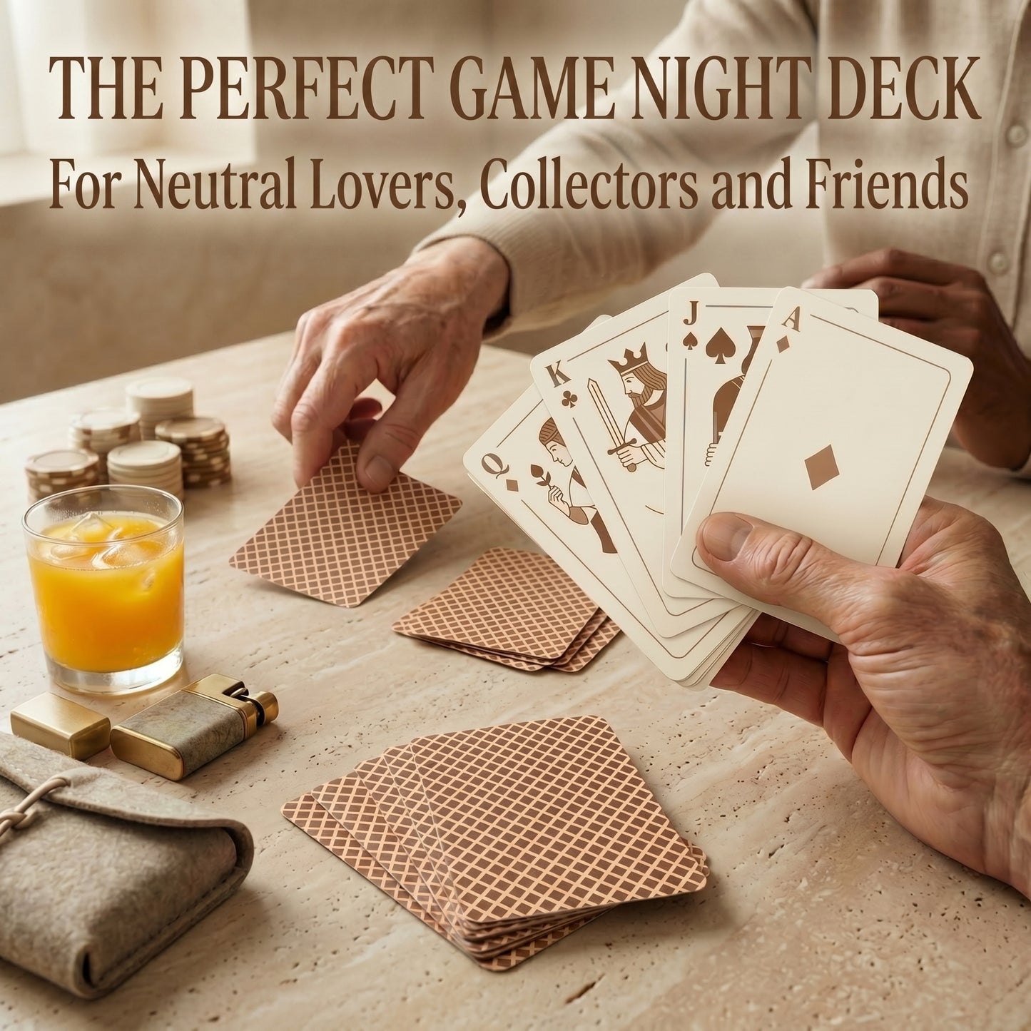 Jumbo Neutral Playing Cards – Extra Large Poker Size Deck with Big Print Indices | Easy Read Cards for Seniors & Low Vision Players | Classic Minimalist Design for Family Game Night