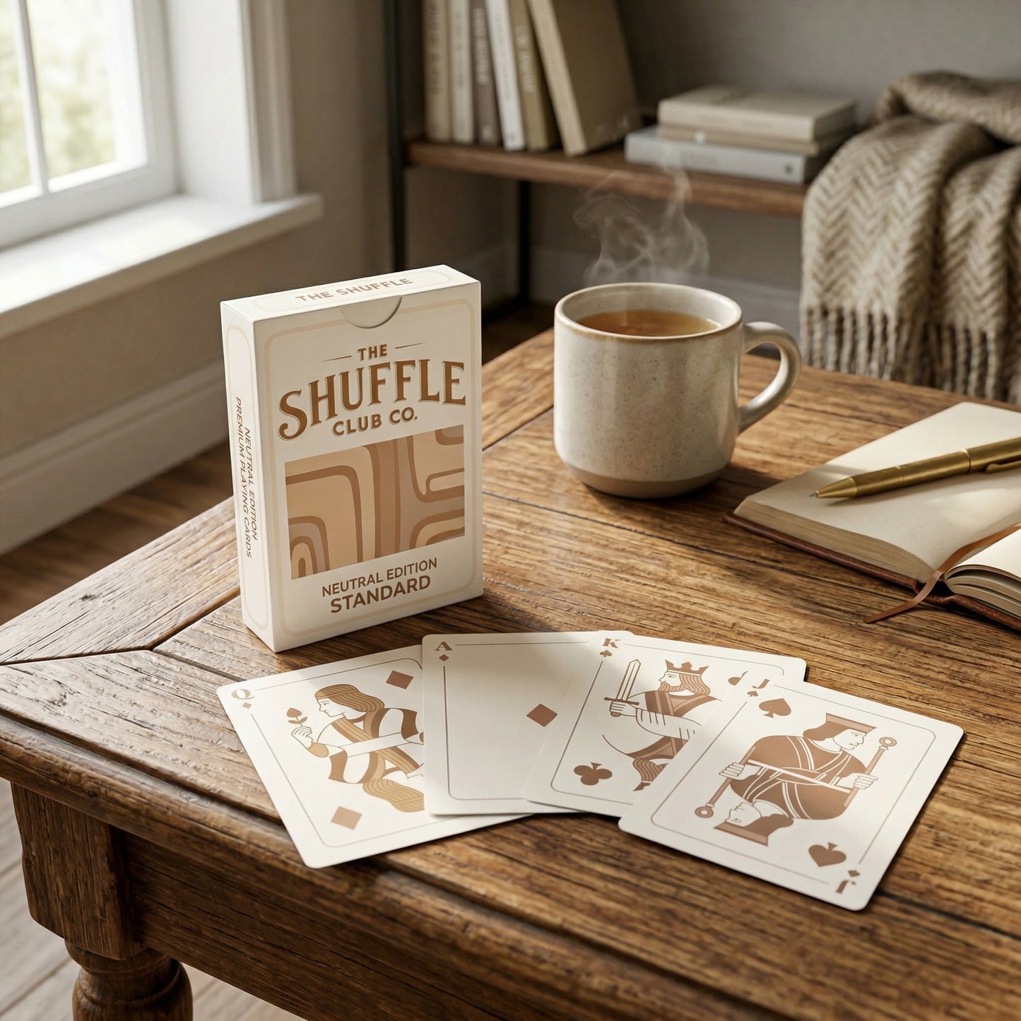 Jumbo Neutral Playing Cards – Extra Large Poker Size Deck with Big Print Indices | Easy Read Cards for Seniors & Low Vision Players | Classic Minimalist Design for Family Game Night