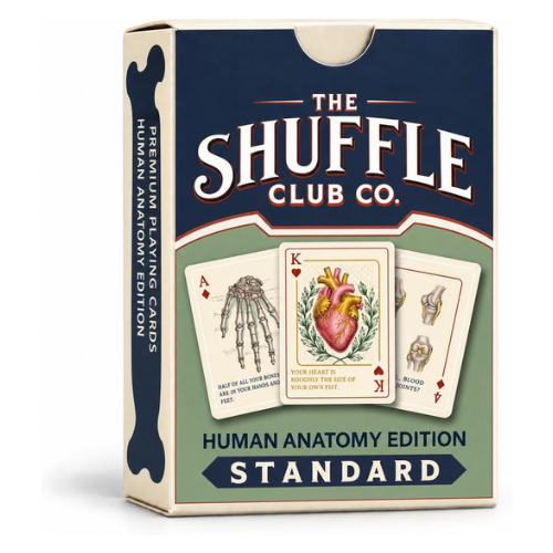 Shuffle Club Co. Human Anatomy Edition Premium Playing Cards – Standard Edition Anatomy-Themed Card Deck – Playing Cards for Poker, Spades, Rummy, Game Nights, Gifts & Collectors (Pack of 1)