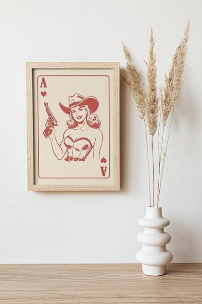 Western Art Prints Set of 4 – Vintage Playing Card Designs, Unframed (8x10)