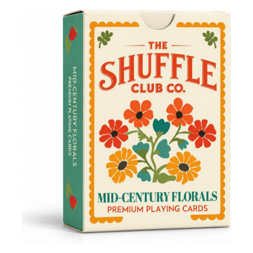 Shuffle Club Co. Mid-Century Florals Premium Playing Cards – Retro Floral Card Deck – Stylish Playing Cards for Poker Nights, Casual Games, Game Nights, Gifts & Collectors (Pack of 1)