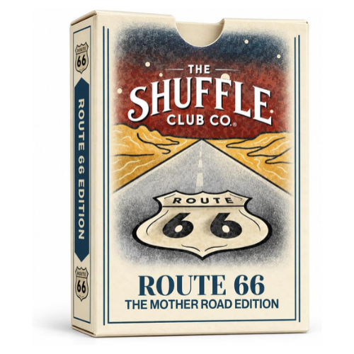 Shuffle Club Co. Route 66 Edition Premium Playing Cards – The Mother Road Card Deck – Route 66 Playing Cards for Poker, Rummy, Game Nights, Travel, Gifts & Collectors (Pack of 1)
